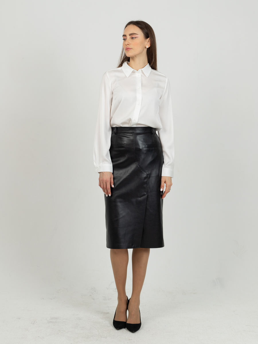 Женская одежда, юбка из экокожи, артикул: 1065-0583, Цвет: черный,  Фабрика Трика, фото №1