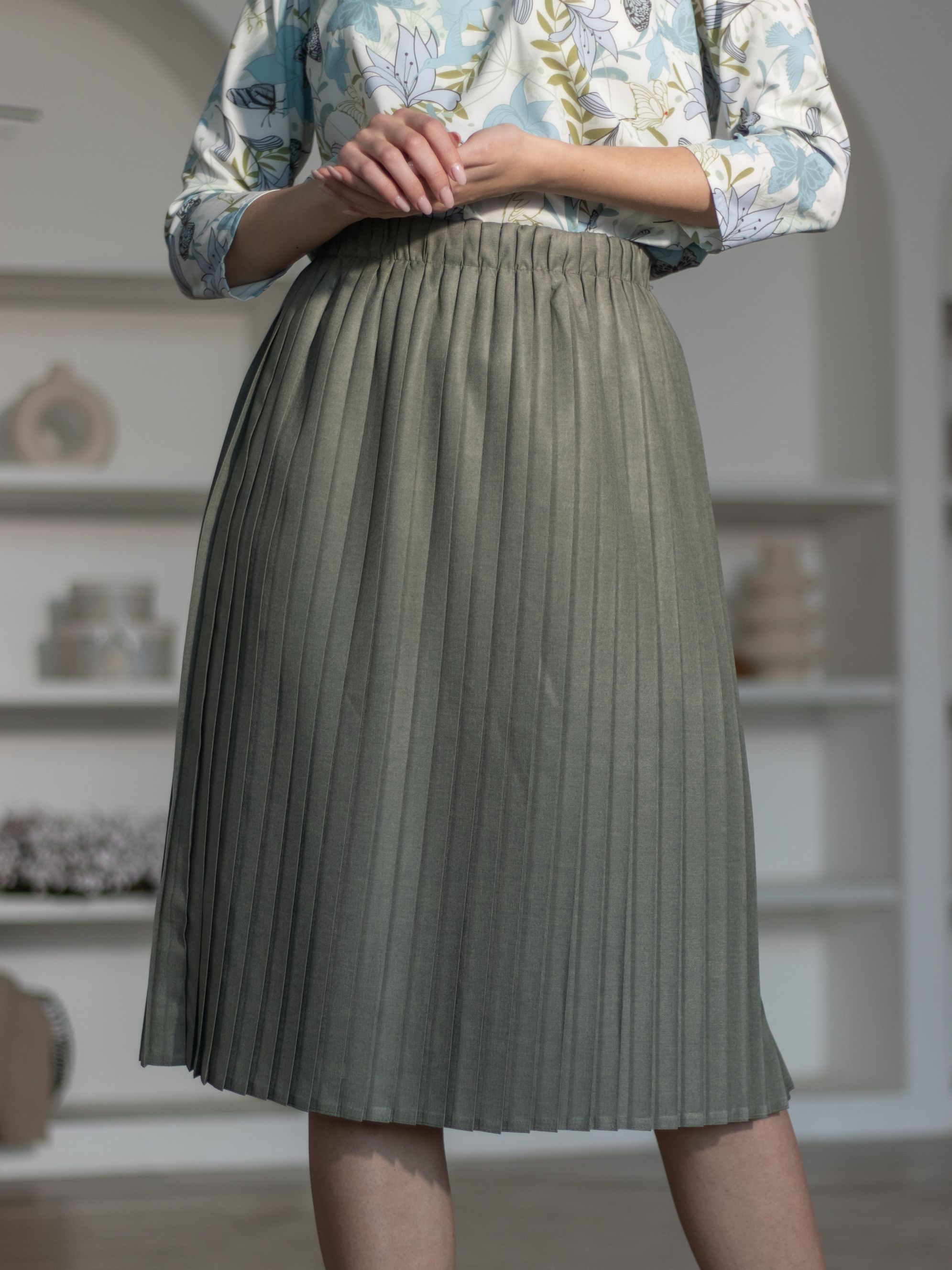 Женская одежда, юбка, артикул: 807-0683, Цвет: Хаки,  Фабрика Трика, фото №1