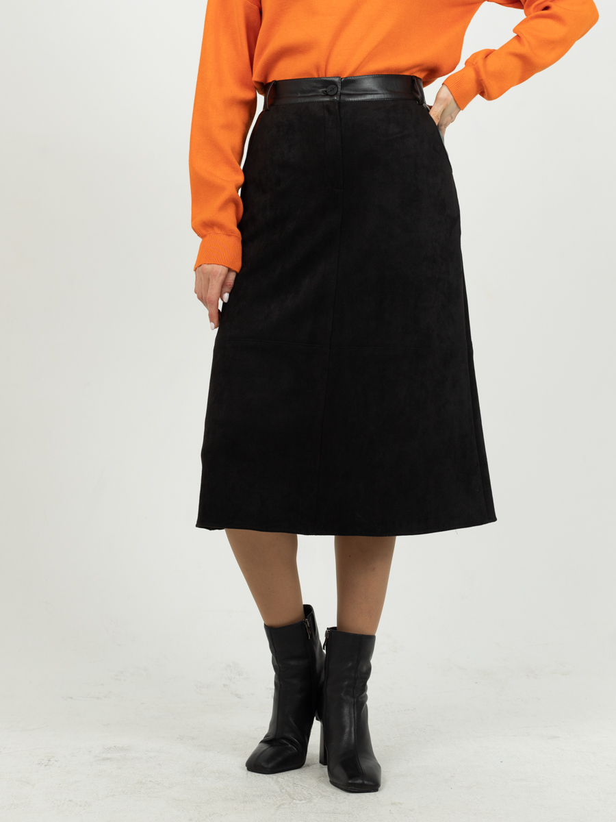 Женская одежда, замшевая юбка, артикул: 1068-0840, Цвет: черный,  Фабрика Трика, фото №1