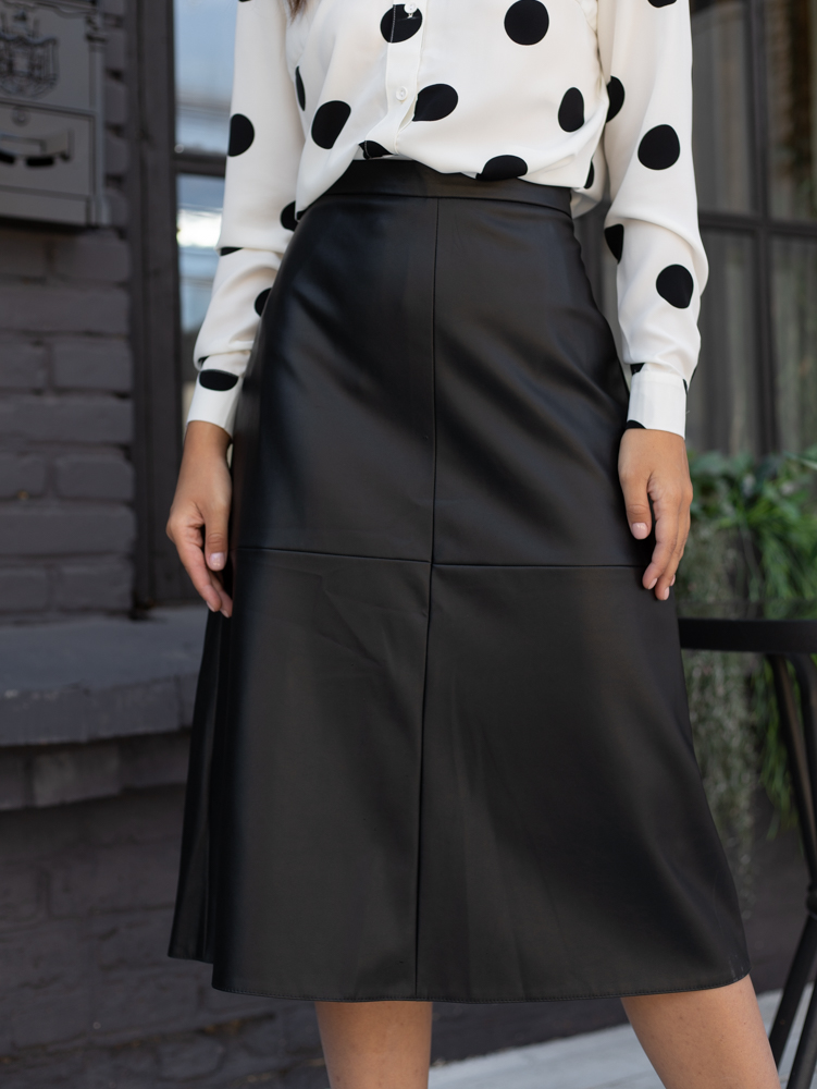 Женская одежда, юбка из экокожи, артикул: 859-0194, Цвет: черный,  Фабрика Трика, фото №1