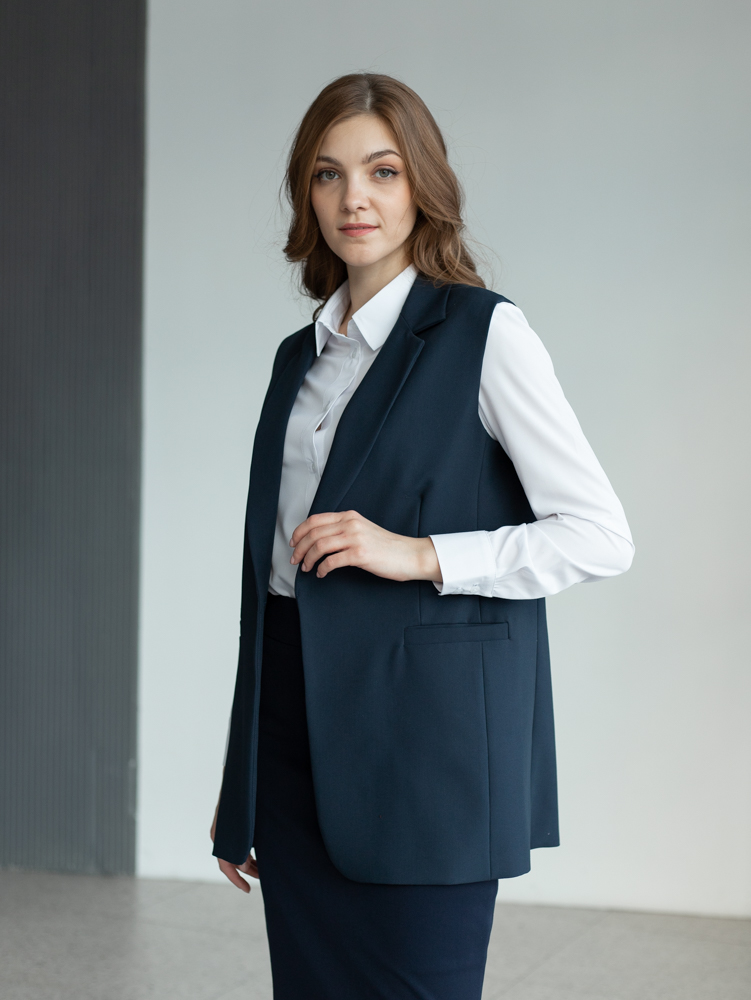 Женская одежда, жилет, артикул: 034-0187, Цвет: синий,  Фабрика Трика, фото №1