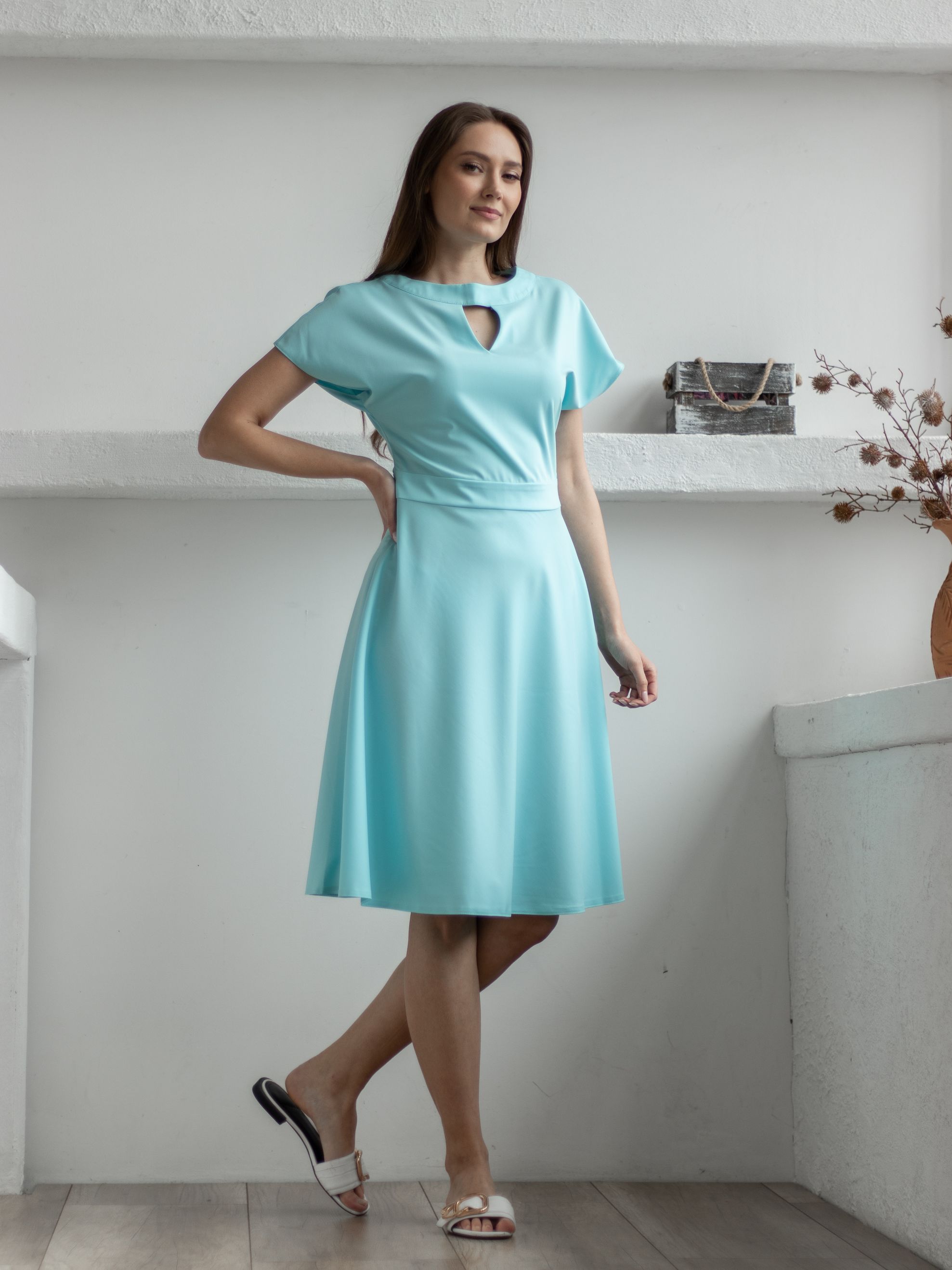 Женская одежда, платье, артикул: 954-787, Цвет: голубой,  Фабрика Трика, фото №1