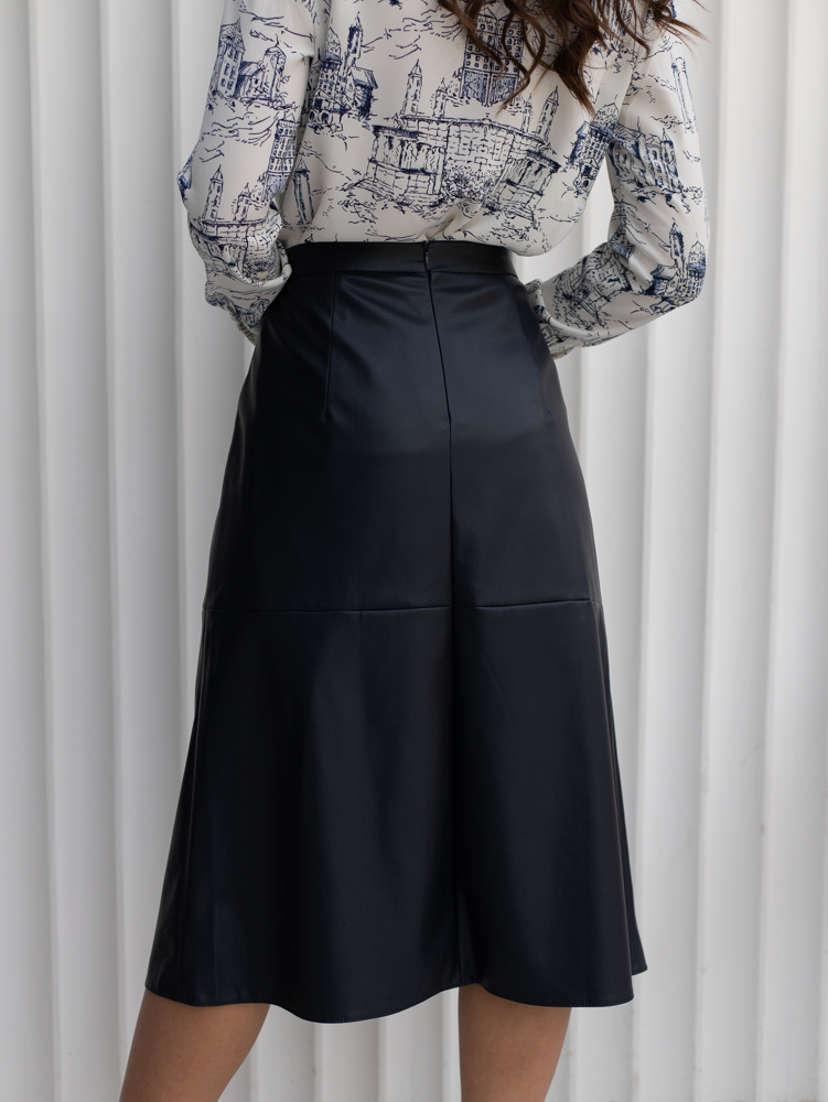 Женская одежда, юбка из экокожи, артикул: 859-0216, Цвет: синий,  Фабрика Трика, фото №1
