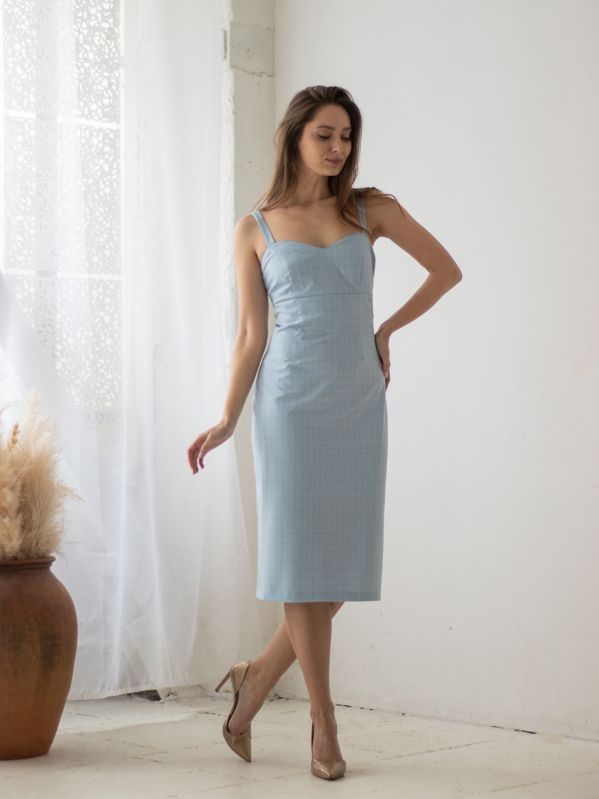 Женская одежда, сарафан, артикул: 960-0368, Цвет: голубой,  Фабрика Трика, фото №1