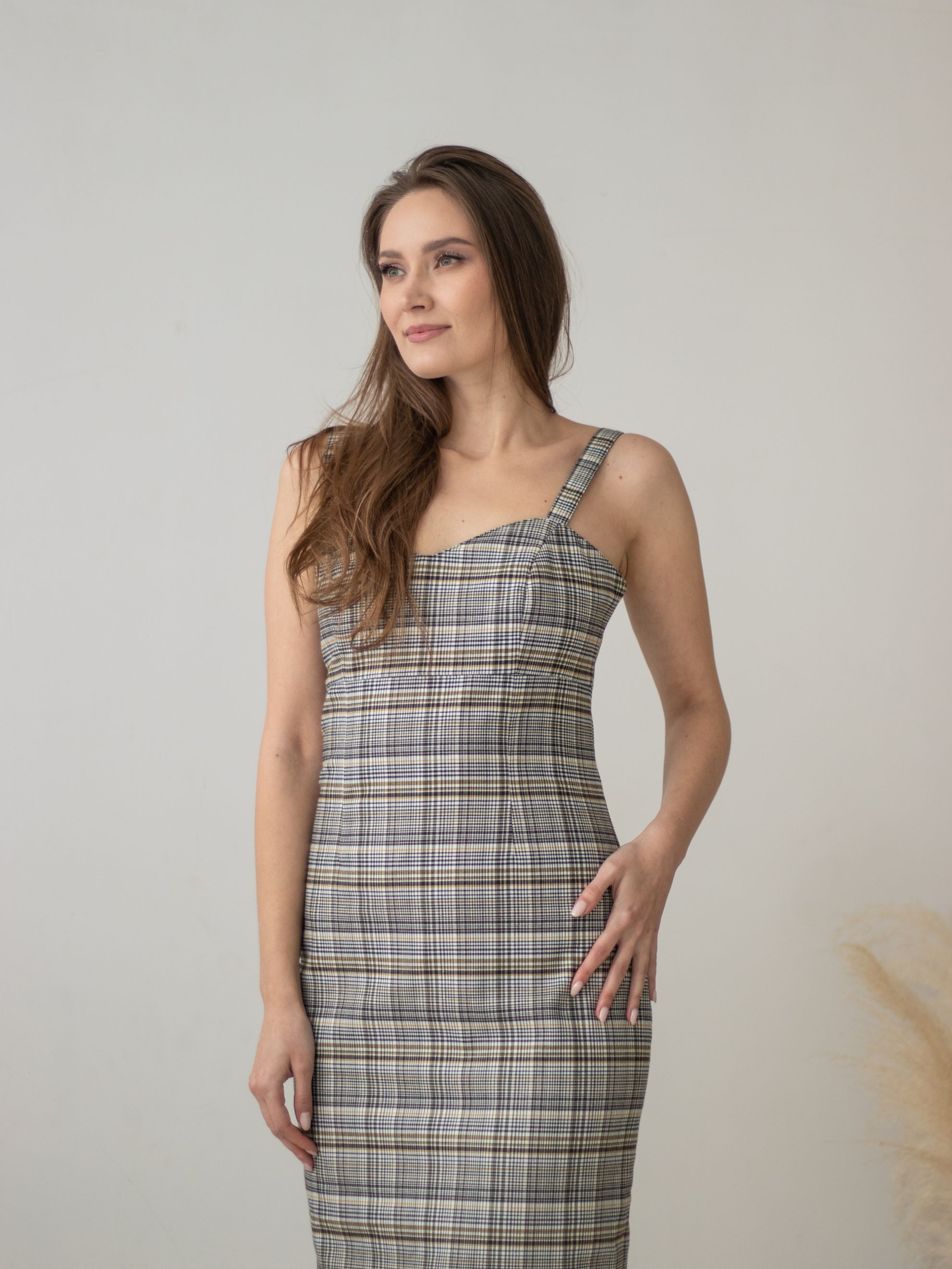 Женская одежда, сарафан, артикул: 960-0371, Цвет: Серый/клетка,  Фабрика Трика, фото №1