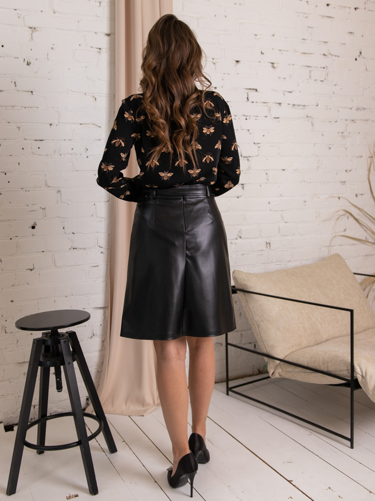 Женская одежда, юбка из экокожи, артикул: 869-0583, Цвет: черный,  Фабрика Трика, фото №1