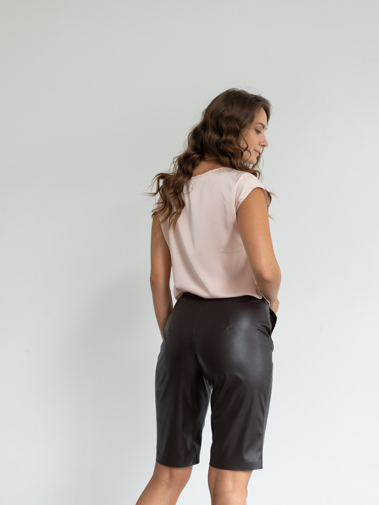 Женская одежда, шорты из экокожи, артикул: 4460-0611, Цвет: коричневый,  Фабрика Трика, фото №1