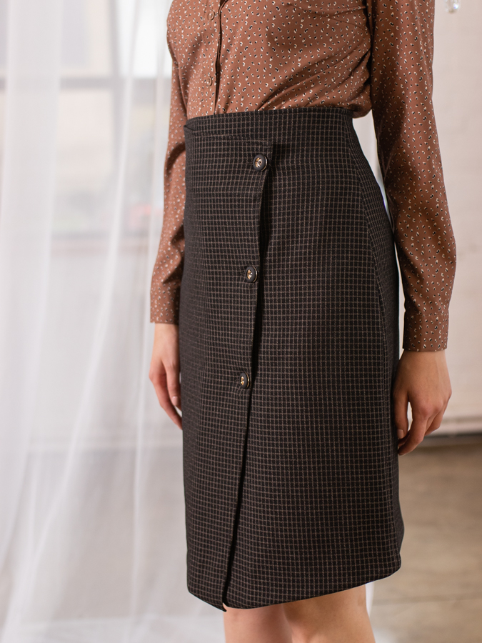 Женская одежда, юбка, артикул: 857-0279, Цвет: Темно-коричневый,  Фабрика Трика, фото №1