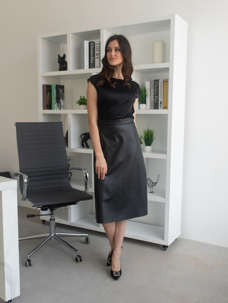 Женская одежда, юбка из экокожи, артикул: 1028-0583, Цвет: черный,  Фабрика Трика, фото №1