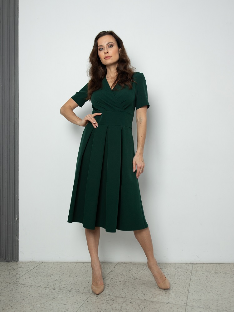 Женская одежда, платье, артикул: 416-0057, Цвет: Темно-зеленый,  Фабрика Трика, фото №1