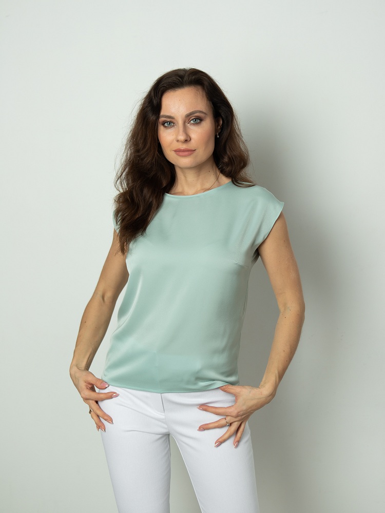 Женская одежда, блуза, артикул: 989-0684, Цвет: бирюзовый,  Фабрика Трика, фото №1