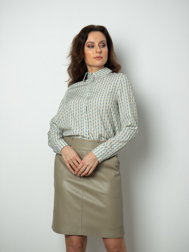 Женская одежда, юбка из экокожи, артикул: 1006-0585, Цвет: бежевый,  Фабрика Трика, фото №1
