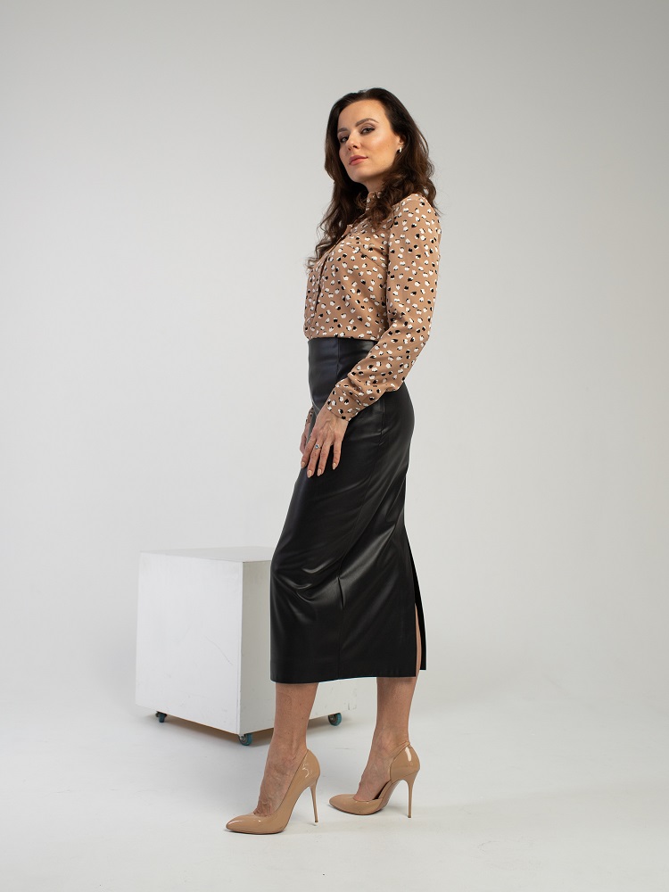 Женская одежда, юбка из экокожи, артикул: 1043-0583, Цвет: черный,  Фабрика Трика, фото №1