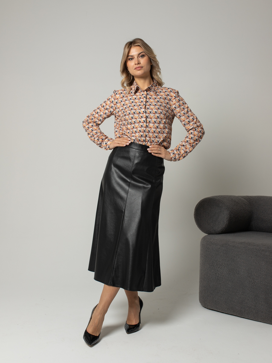 Женская одежда, юбка из экокожи, артикул: 1035-0583, Цвет: черный,  Фабрика Трика, фото №1