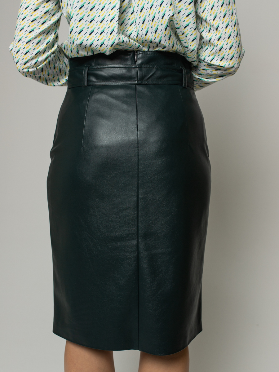 Женская одежда, юбка из экокожи, артикул: 849-0530, Цвет: зеленый,  Фабрика Трика, фото №1